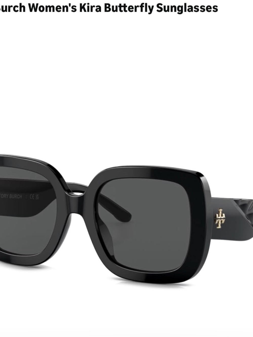 Tory Burch Black Kira Butterfly Square Sunglasses  **price is firm**